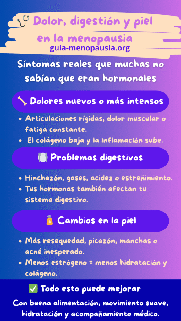 Dolor digestión y piel en la menopausia